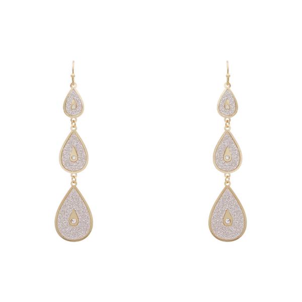 GLITTER OVAL DANGLE EARRING