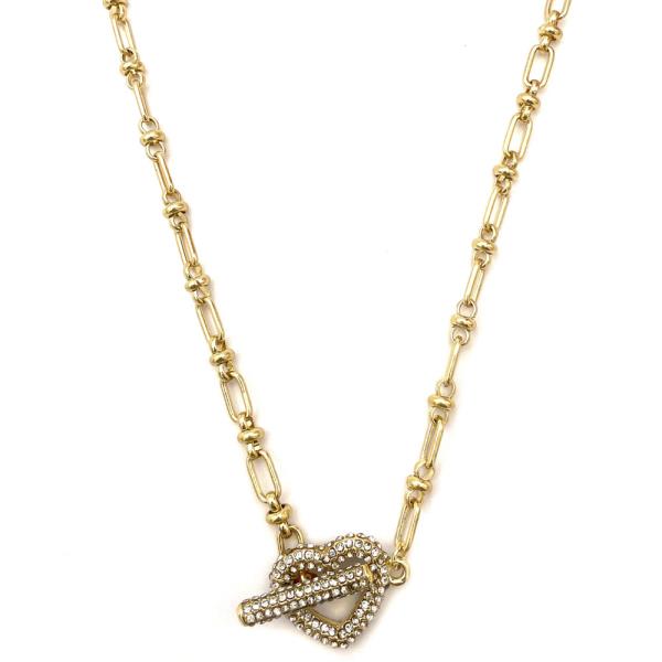 HEART PAVED TOGGLE OVAL LINK NECKLACE