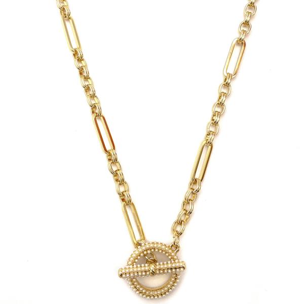 PAVED TOGGLE OVAL LINK NECKLACE