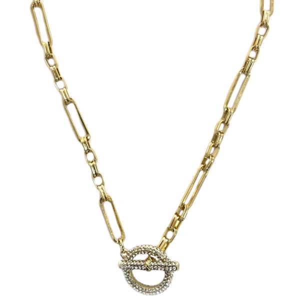 PAVED TOGGLE OVAL LINK NECKLACE