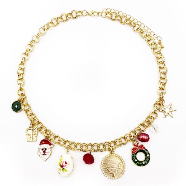 CHRISTMAS CHARM CIRCLE LINK NECKLACE