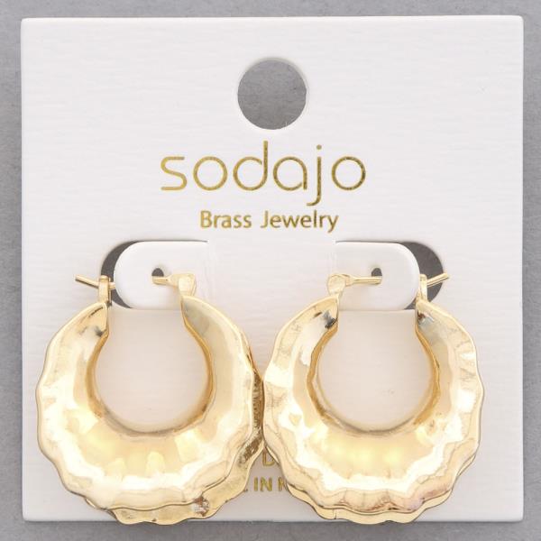 SODAJO RUFFLE GOLD DIPPED HOOP EARRING