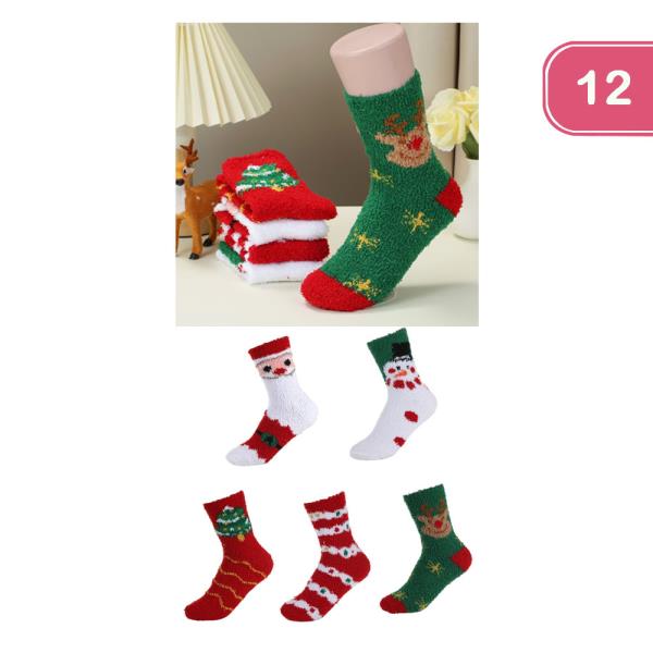 CHRISTMAS WARM FUZZY SOCKS (12 UNITS)