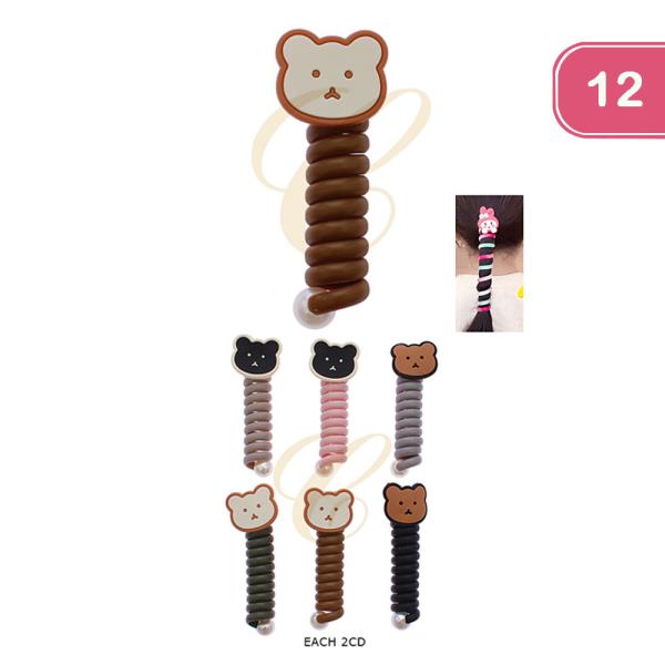 TELEPHONE CORD HAIR TIE (12 UNITS)