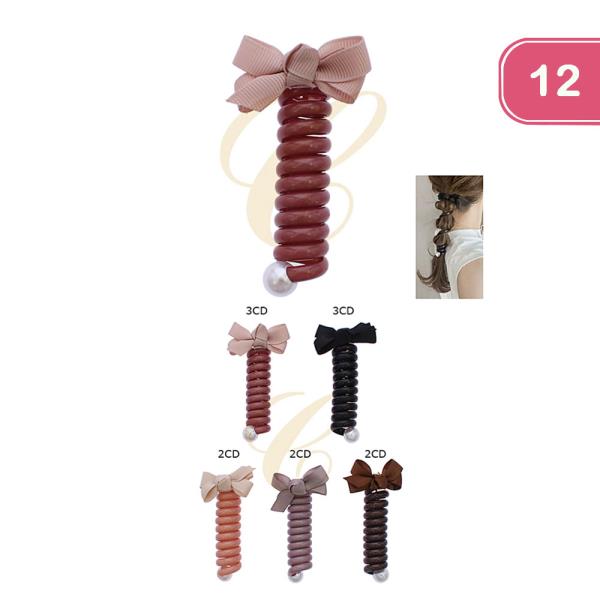 TELEPHONE CORD HAIR TIE (12 UNITS)