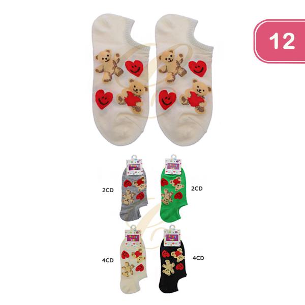 HEART BEAR SOCKS (12 UNITS)