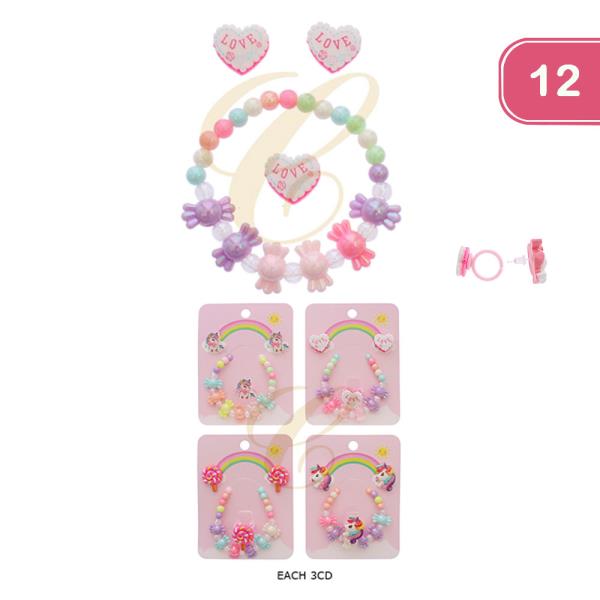 LOVE CANDY BEADED BRACELET EARRING SET (12 UNITS)