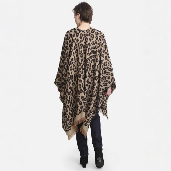 LEOPARD PRINT RUANA W/ FRINGE