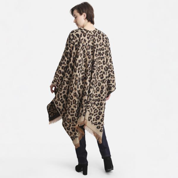 LEOPARD PRINT RUANA W/ FRINGE