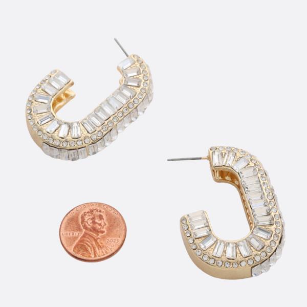 RHINESTONE OPEN OVAL EARRING