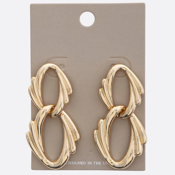 LINED DOUBLE OVAL LINK DANGLE EARRING