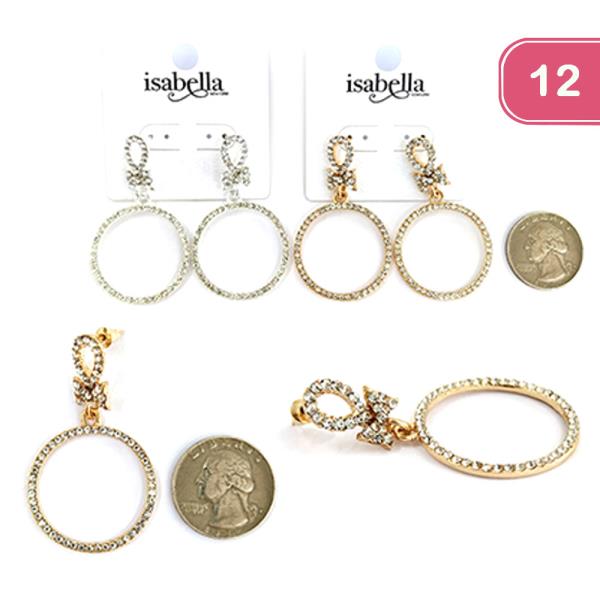 RHINESTONE CIRCLE DANGLE EARRINGS (12 UNITS)