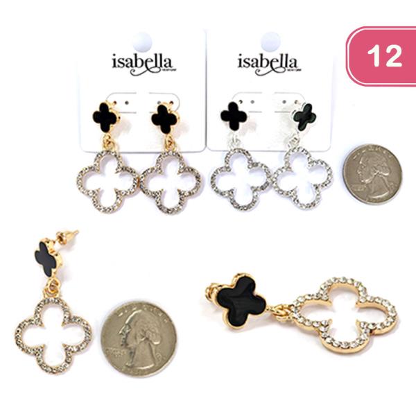 RHINESTONE CLOVER EARRINGS (12 UNITS)