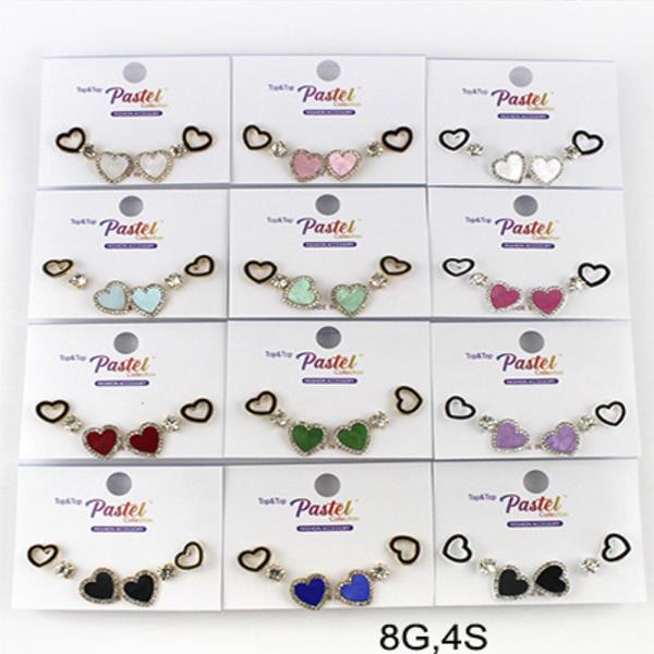 RHINESTONE HEART DANGLE EARRINGS (12 UNITS)