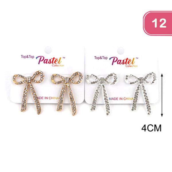 RHINESTONE BOW EARRINGS (12 UNITS)