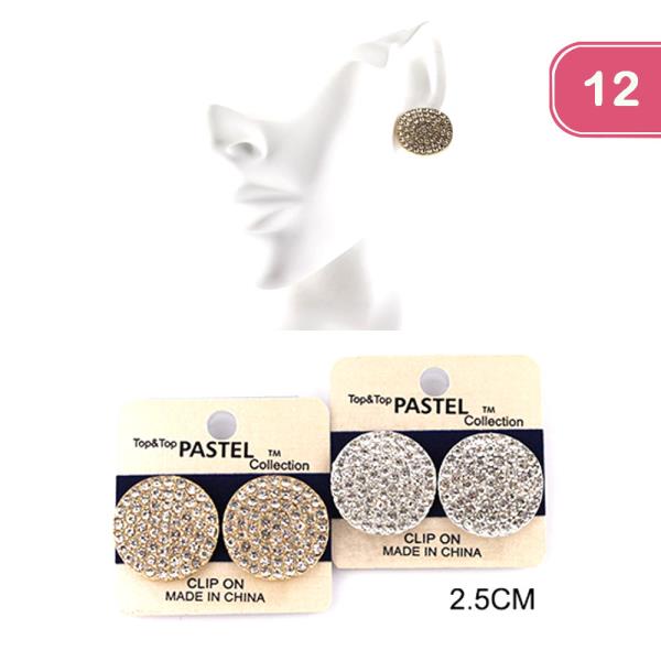 CLIP ON TEXTURED ROUND EARRING (12 UNITS)