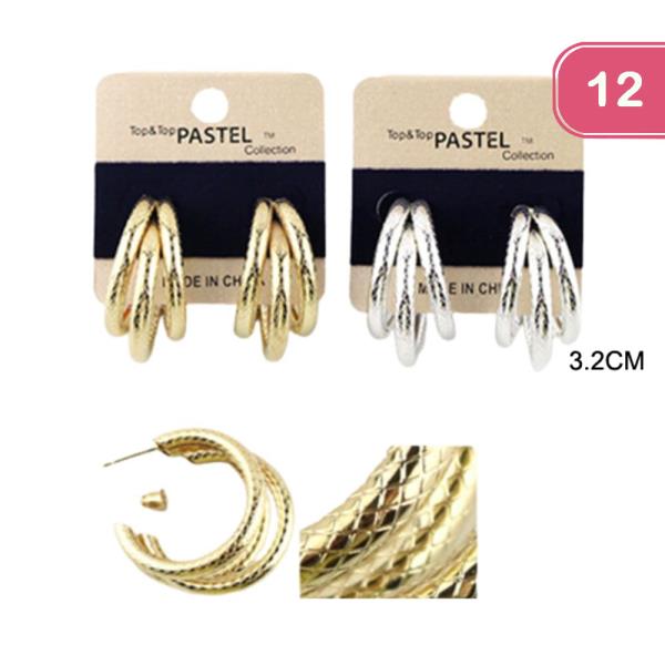 TEXTURED LAYERED EARRINGS (12 UNITS)