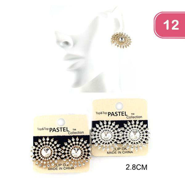 CLIP ON RHINESTONE EARRINGS (12 UNITS)