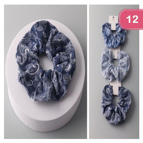 PAISLEY HAIR SCRUNCHIE (12 UNITS)