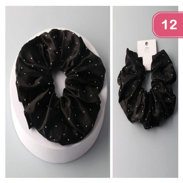 STUDDED SATIN LARGE SCRUNCHIE (12 UNITS)