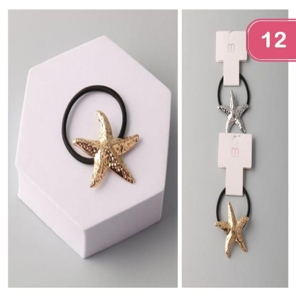 METAL TEXTURED STARFISH HAIR TIE (12 UNITS)