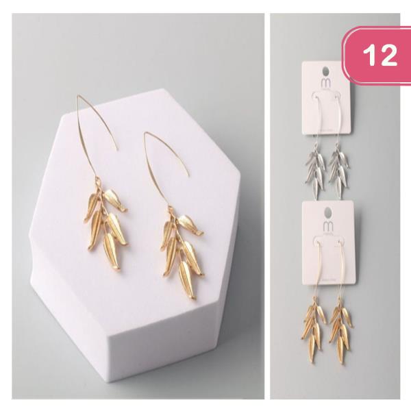 LEAF TASSEL THREADER EARRING (12 UNITS)