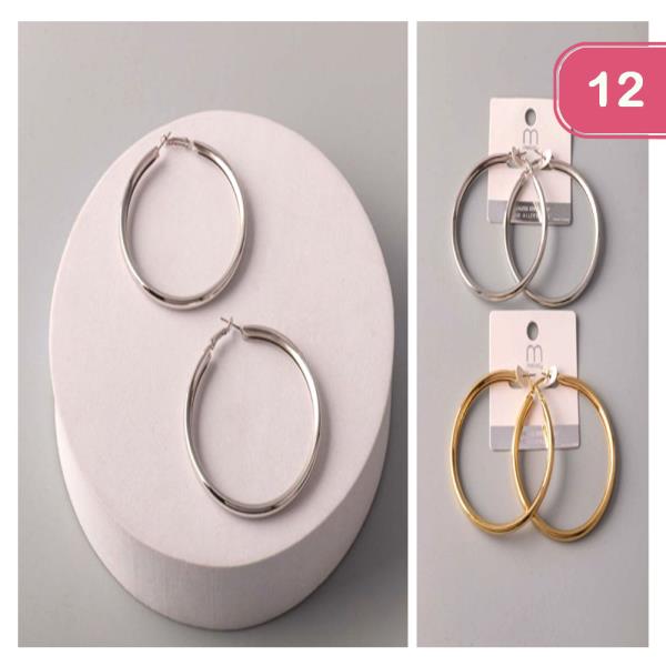 STAINLESS STEEL LARGE HOOP EARRING (12 UNITS)