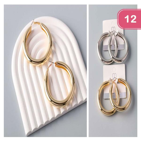 METAL PIPE HOOP EARRING (12 UNITS)