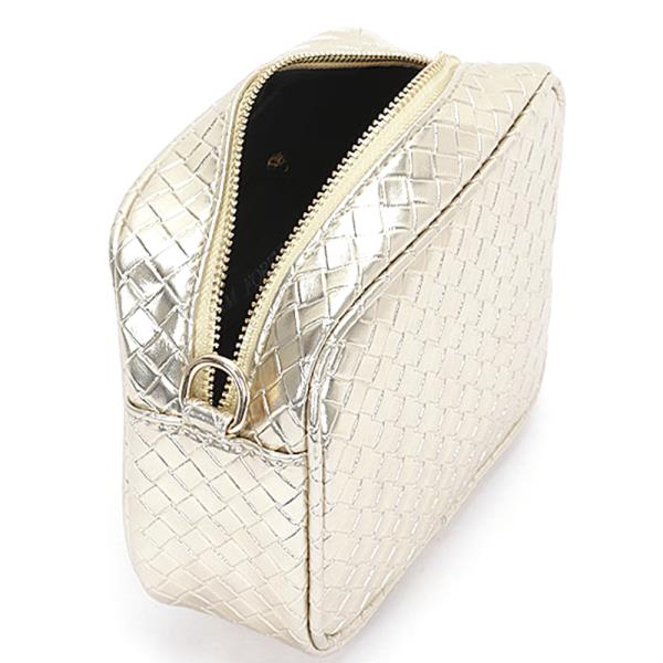 METALLIC EMBOSSED FAUX LEATHER CROSSBODY BAG W STRAP