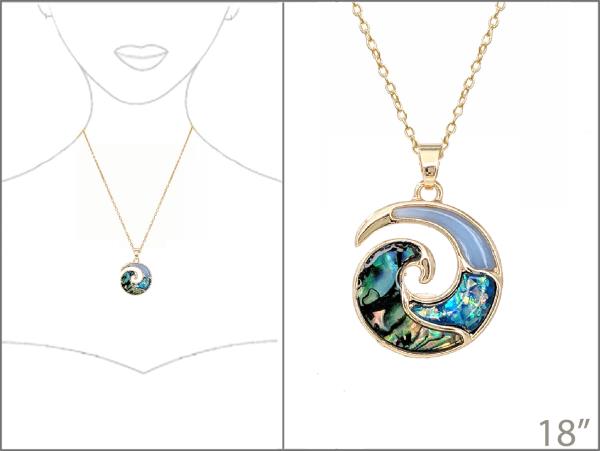 SEALIFE OPAL STONE WAVE PENDANT NECKLACE