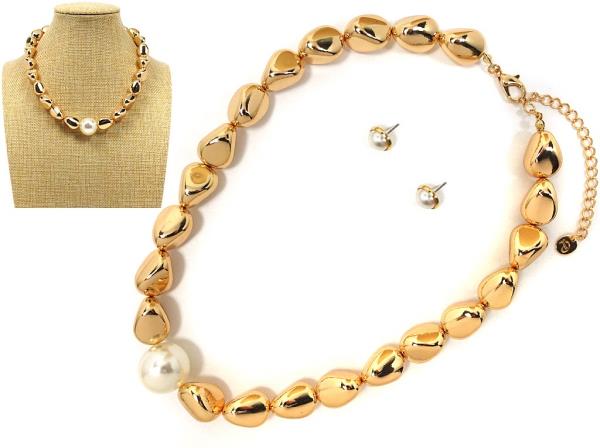 PEARL METAL BEAD NECKLACE