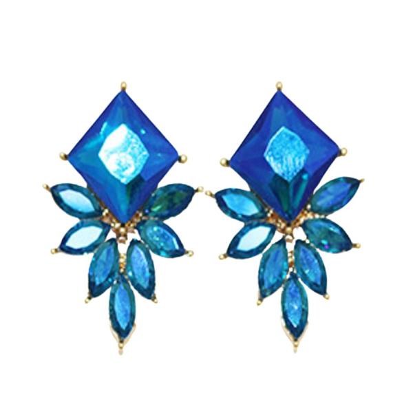 CRYSTAL STONE SQUARE TEARDROP POST EARRING