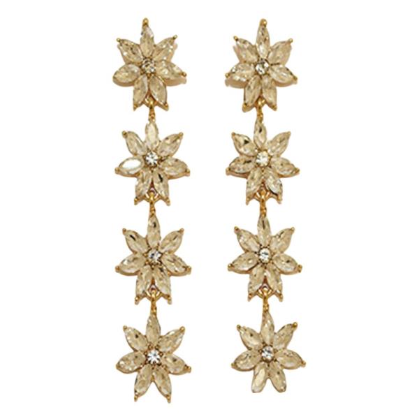 CRYSTAL STONE FLOWER DROP EARRING