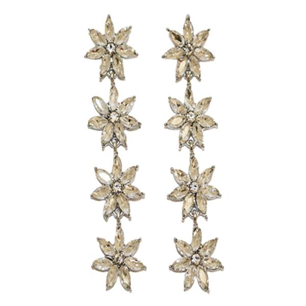 CRYSTAL STONE FLOWER DROP EARRING