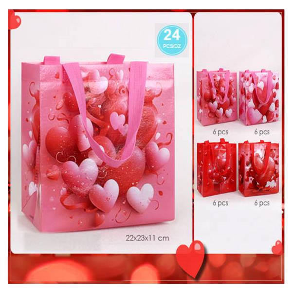 VALENTINES DAY HEARTS REUSABLE  GIFT BAG (24 UNITS)