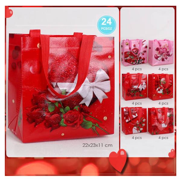 VALENTINES DAY  PINK AND RED HEART RESUABLE GIFT BAG (24 UNITS)