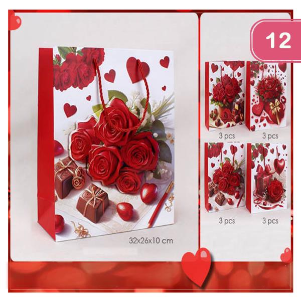 VALENTINES DAY ROSES GIFT BAG (12 UNITS)