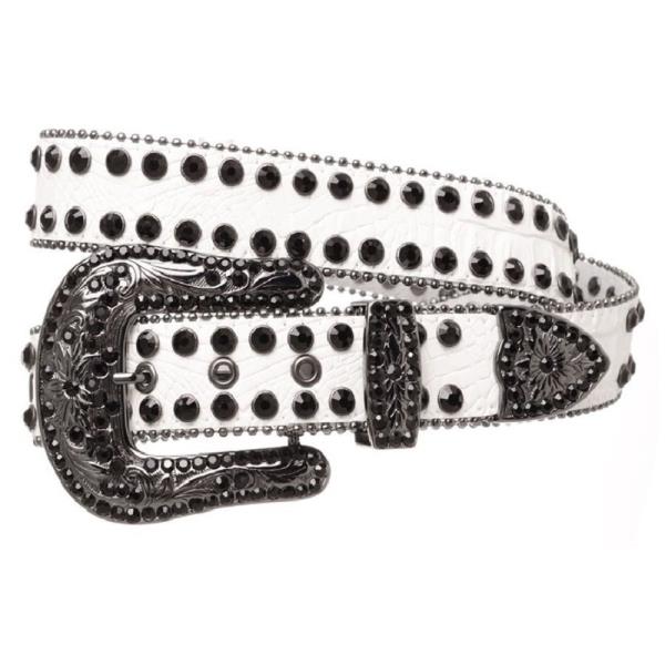 WESTERN 2 LINE RHINESTONE LEATHER STUD BELT