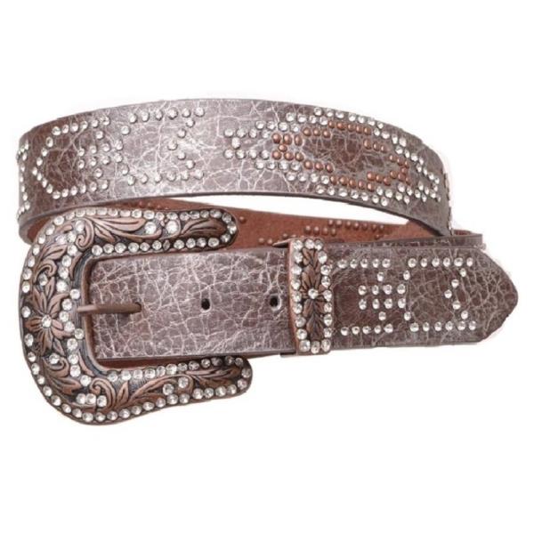 WESTERN RHINESTONE ARROW PATTERN VINTAGE LEATHER STUD BELT