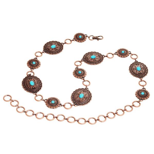 WESTERN CONCHO WITH TURQUOISE STONE CHAIN BELT