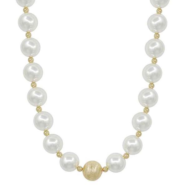 LARGE PEARL METAL BALL ACCENT NECKLACE