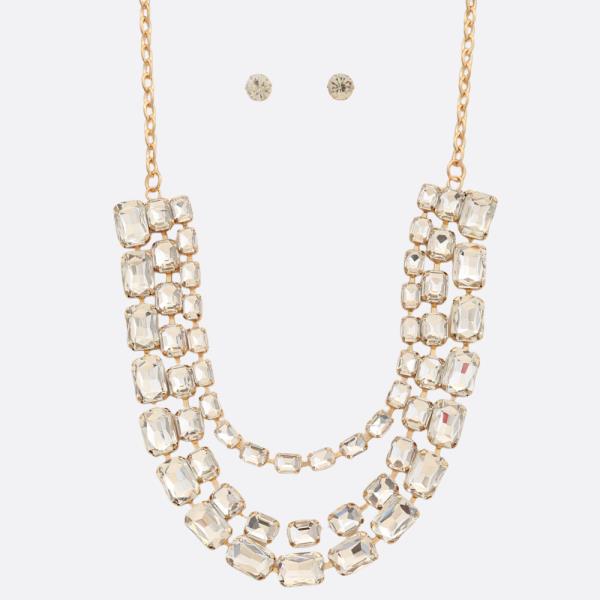 RHINESTONE LAYERED NECKLACE