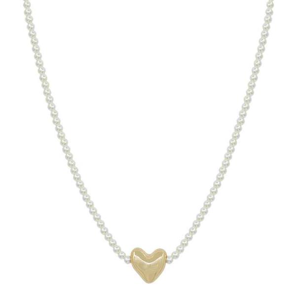 HEART PENDANT PEARL CHAIN NECKLACE