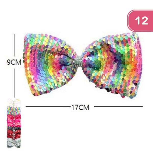 SEQUINS HAIR BOW PIN (12 UNITS)