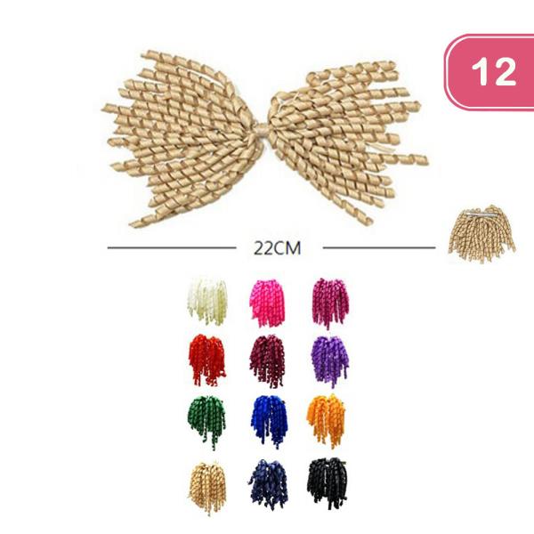 CURLY TASSEL HAIR BOW PIN (12 UNITS)