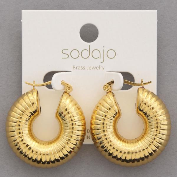 SODAJO PUFFY GOLD DIPPED HOOP EARRING