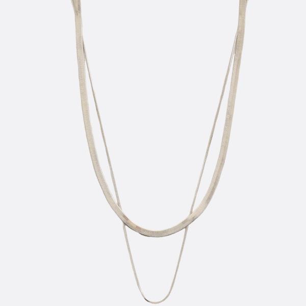 SODAJO FLAT SNAKE LINK LAYERED GOLD DIPPED NECKLACE