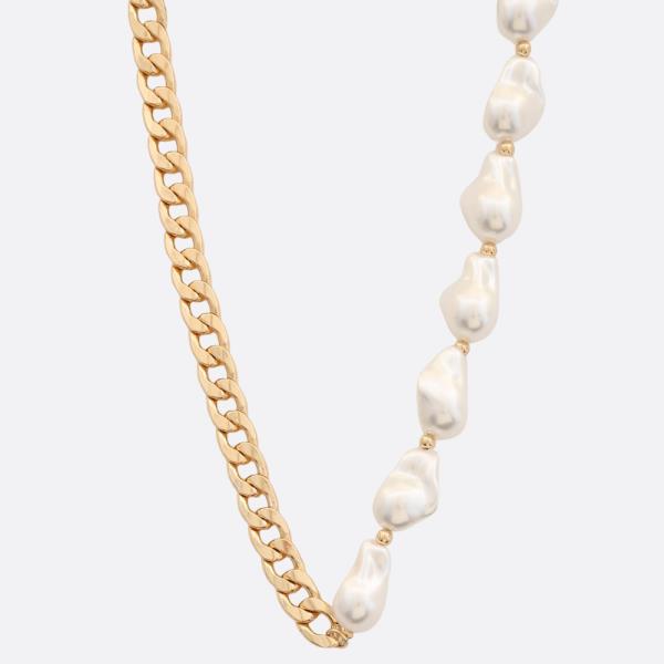 SODAJO PEARL CUBR LINK GOLD DIPPED NECKLACE