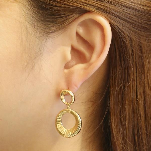 14K GOLD/ WHITE GOLD DIPPED DOUBLE LOOP POST EARRING