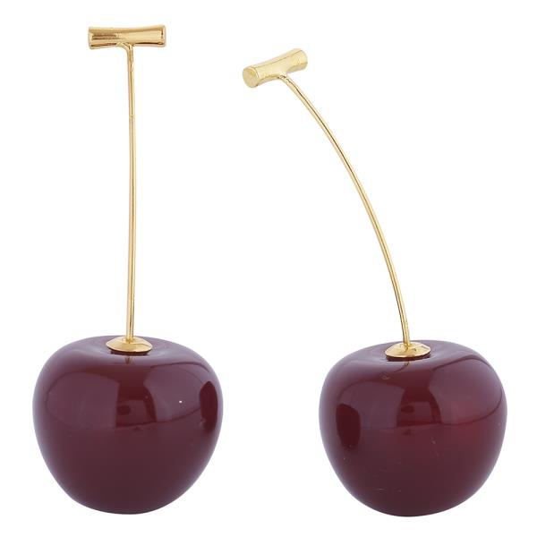 14K GOLD/ WHITE GOLD DIPPED RESIN CHERRY EARRING